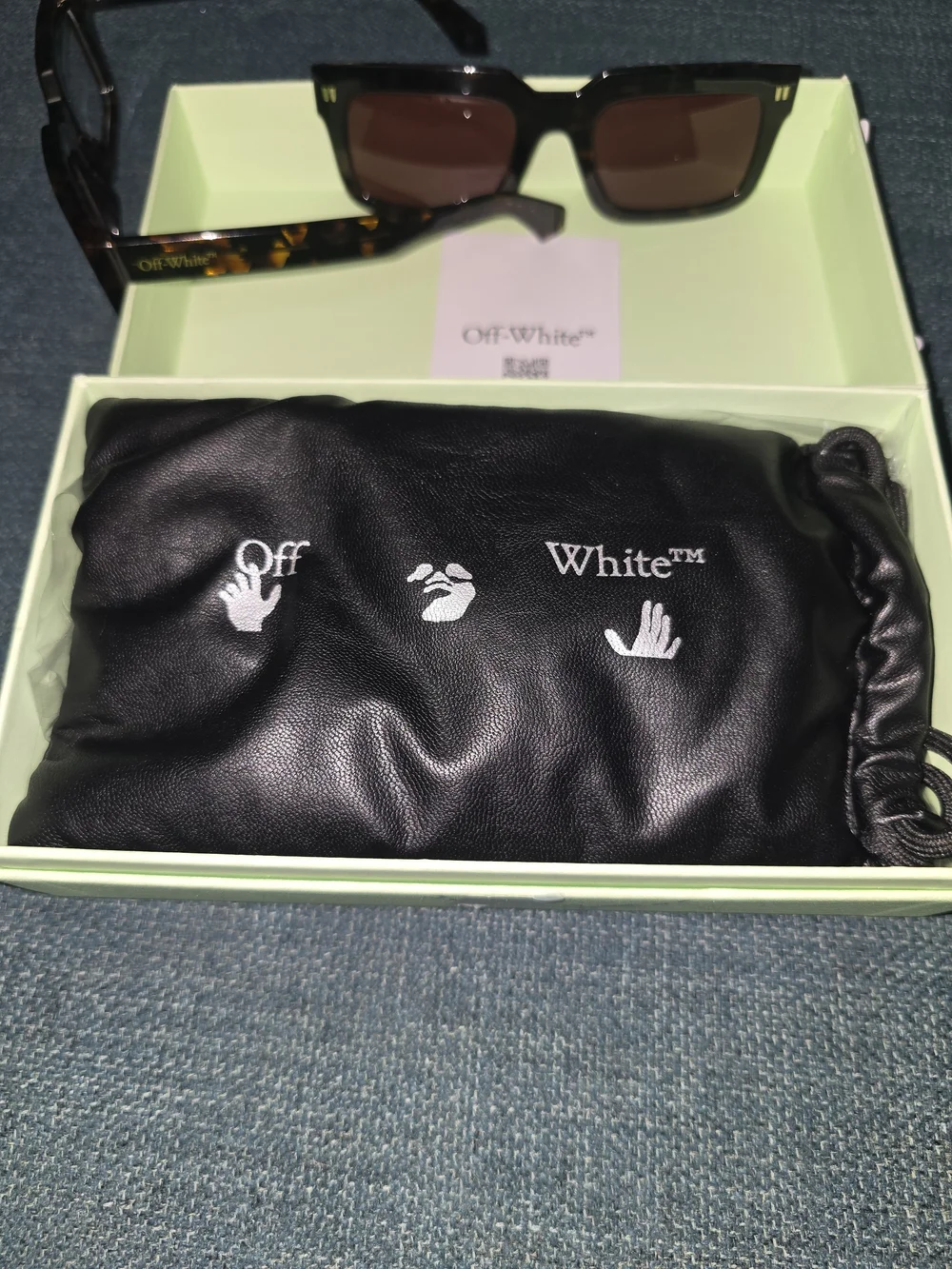 Off-White Black Rectangular Sunglasses with Dark Brown Lenses